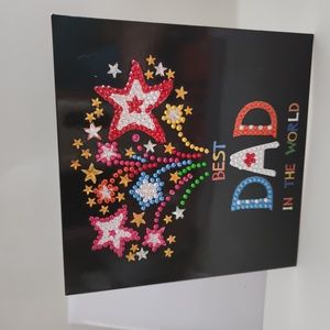 Handmade "Best Dad" Diamond Painting Greeting Card